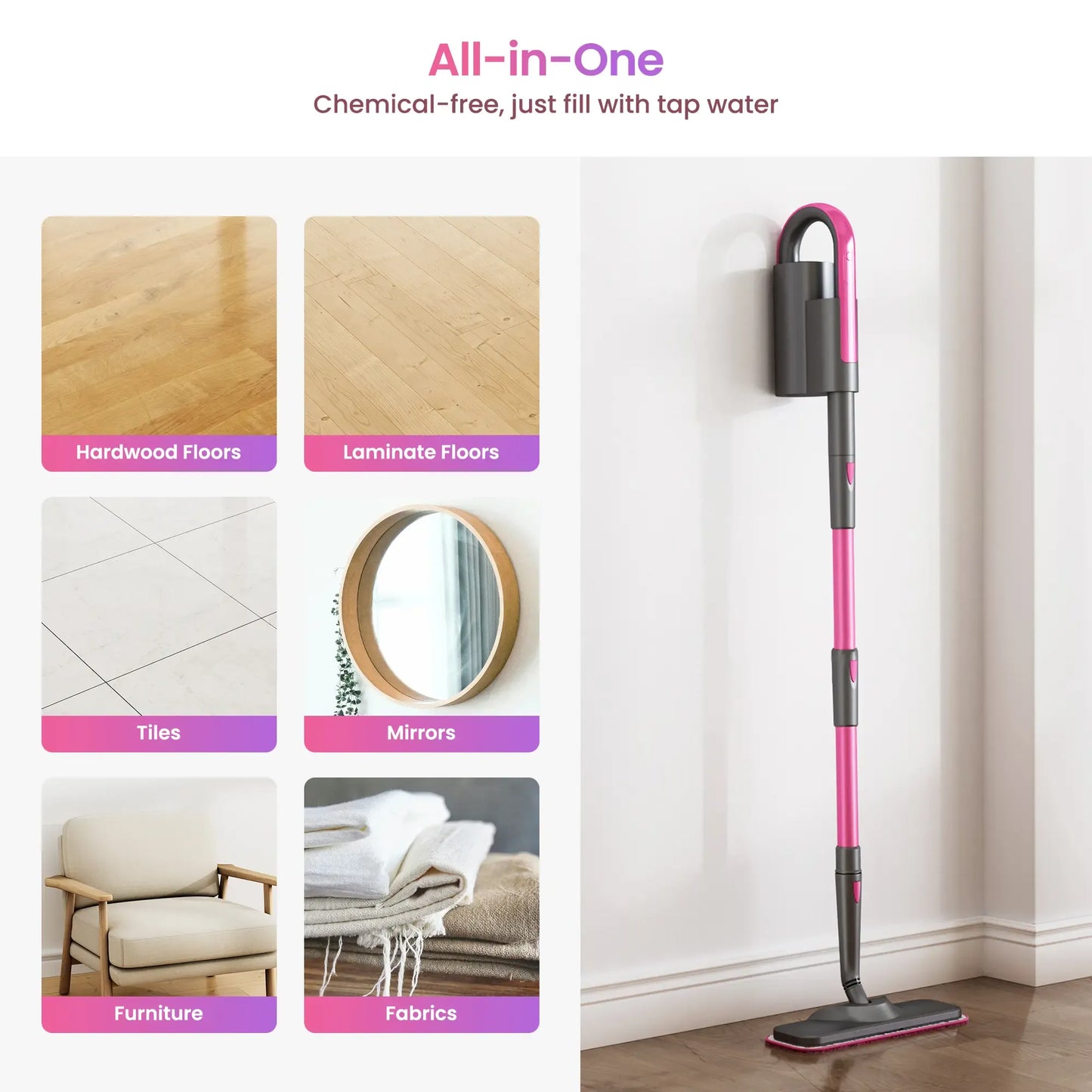 19-in-1 Steam Mop with Detachable Handheld Steamer, 3 Steam Modes & Multi-Surface Accessories