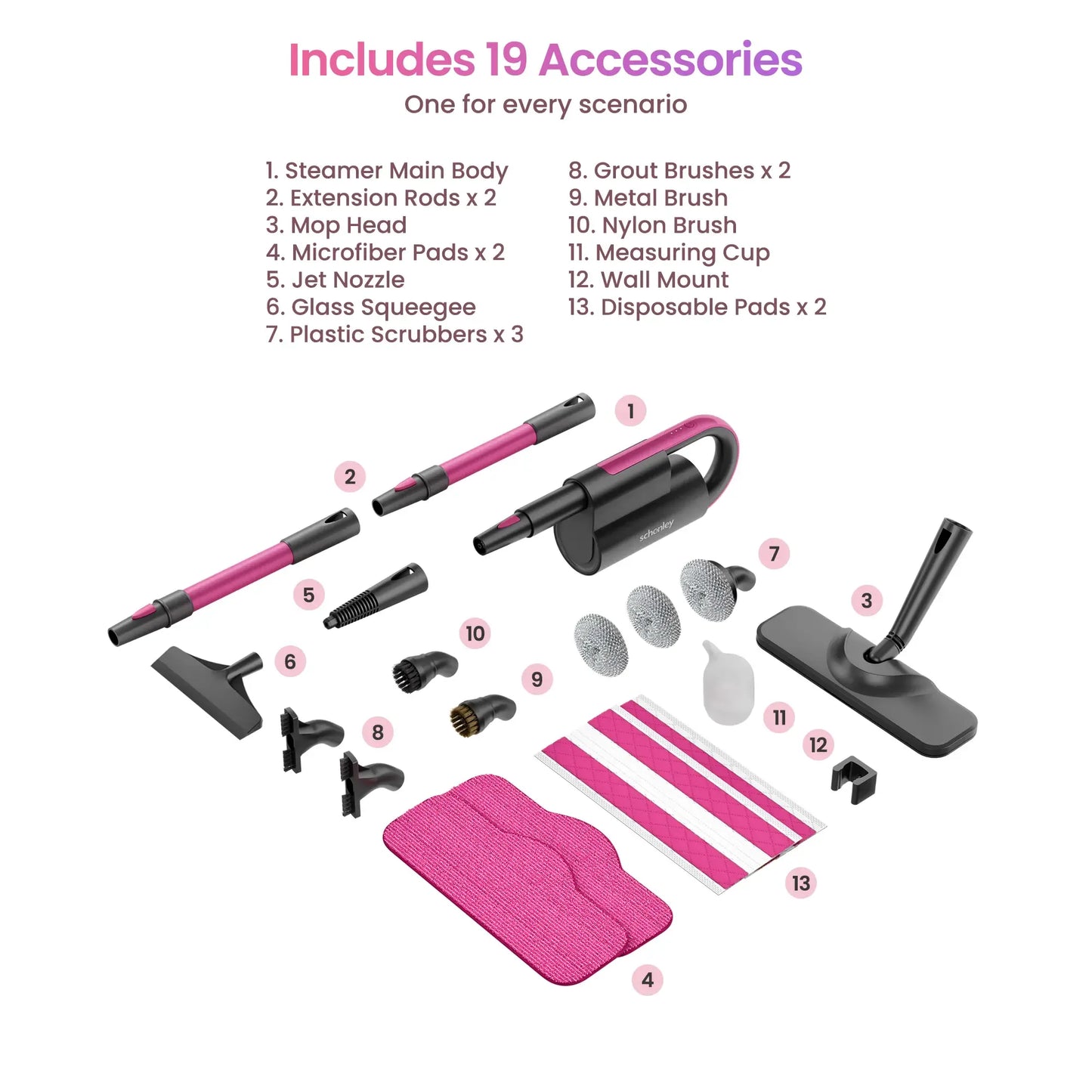19-in-1 Steam Mop with Detachable Handheld Steamer, 3 Steam Modes & Multi-Surface Accessories